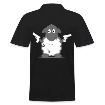 Schaf Polizist Geschenkidee - Männer Poloshirt - Schwarz - Hinten - Kai (181cm)