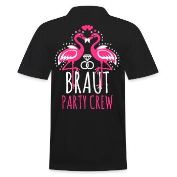 Braut Party Crew JGA Flamingos Eheringe Diamant - Männer Poloshirt - Schwarz - Hinten - Kai (181cm)