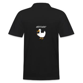 Ente Kaffee Spruch - Männer Poloshirt - Schwarz - Hinten - Kai (181cm)
