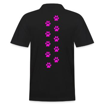 Motif d’empreintes de pattes de chat roses - Polo Homme - noir - Dos - Kai (181cm)