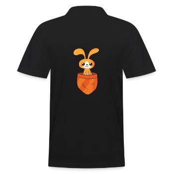 Rabbit in the pocket Happy Easter Animal - Men's Polo Shirt - black - Back - Kai (181cm)