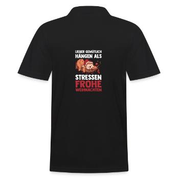 Weihnachtsmann Weihnachtsfest Faultier - Männer Poloshirt - Schwarz - Hinten - Kai (181cm)