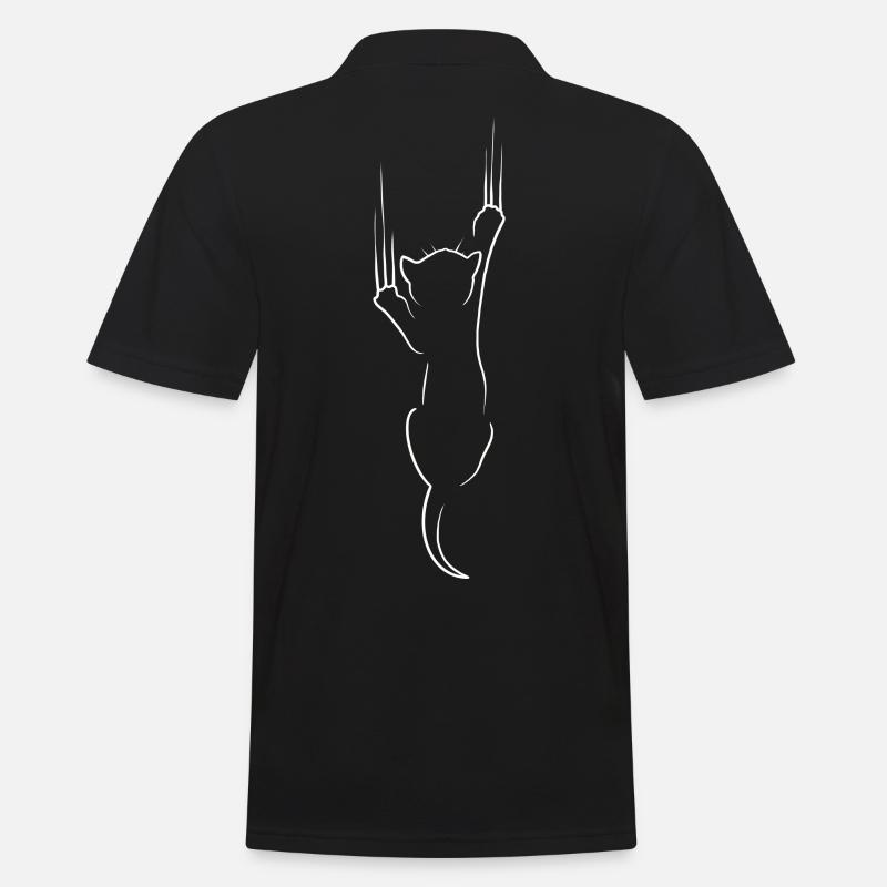 Schwarze Katze Kratzer - Männer Poloshirt - Schwarz