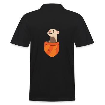 Frettchen Niedliches Tier Frettchen-Liebhaber - Männer Poloshirt - Schwarz - Hinten - Kai (181cm)