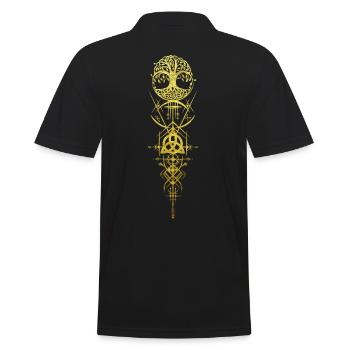 Ygdrassil Weltenbaum Runen Symbol Spiritualität - Männer Poloshirt - Schwarz - Hinten - Kai (181cm)
