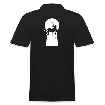 Klettern Bergsteiger abseilen Schlüsselstelle - Männer Poloshirt - Schwarz - Hinten - Kai (181cm)