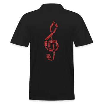 Notenschlüssel Hornisten - Männer Poloshirt - Schwarz - Hinten - Kai (181cm)