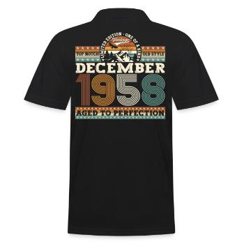 Né en décembre 1958 cadeau de 64e anniversaire - Polo Homme - noir - Dos - Kai (181cm)