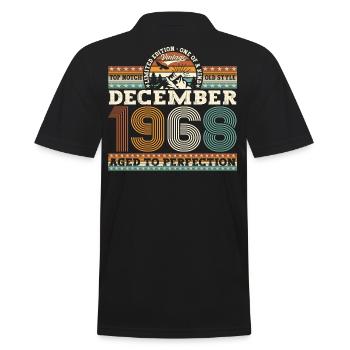 Original December 1968 54th Birthday Gift - Men's Polo Shirt - black - Back - Kai (181cm)