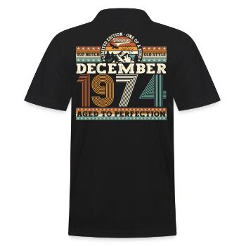 December Vintage 1974 48th Birthday Gift - Men's Polo Shirt - black - Back - Kai (181cm)