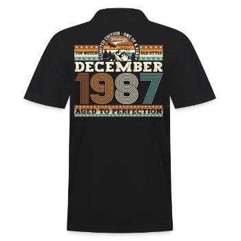 Décembre Millésime 1987 35ème Cadeau d’Anniversaire - Polo Homme - noir - Dos - Kai (181cm)