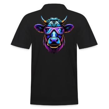Kuh Brille lustig Rind Bauer Geschenk Landwirt - Männer Poloshirt - Schwarz - Hinten - Kai (181cm)