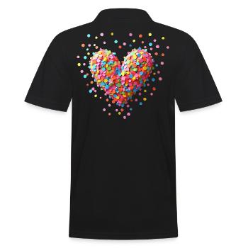 Konfetti Herz Karneval Kostüm Fasching Geburtstag - Männer Poloshirt - Schwarz - Hinten - Kai (181cm)