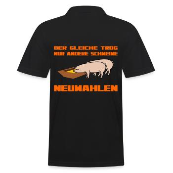 Schweine Politik - Männer Poloshirt - Schwarz - Hinten - Kai (181cm)