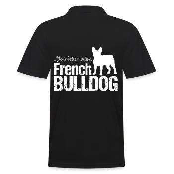 Französische Bulldogge - Männer Poloshirt - Schwarz - Hinten - Kai (181cm)