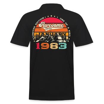Born 1983 January 40th birthday Gift man - Men's Polo Shirt - black - Back - Kai (181cm)