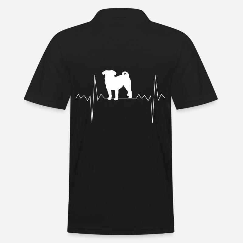 Herzschlag Herzfrequenz Mops - Männer Poloshirt - Schwarz