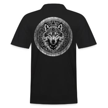Wolf Wikinger Wild - Männer Poloshirt - Schwarz - Hinten - Kai (181cm)