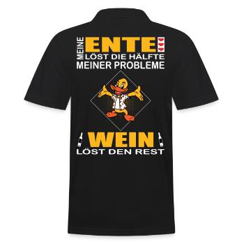 Ente Wein entensammlung entenliebhaber erpel - Männer Poloshirt - Schwarz - Hinten - Kai (181cm)