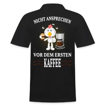 Nicht ansprechen vor dem ersten Kaffee Tasse Ente - Männer Poloshirt - Schwarz - Hinten - Kai (181cm)