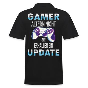 Gamers don't age, they get an update - Men's Polo Shirt - black - Back - Kai (181cm)