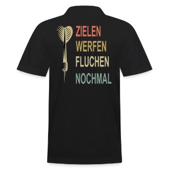 Zielen Werfen Fluchen Nochmal Dart - Männer Poloshirt - Schwarz - Hinten - Kai (181cm)