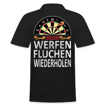 Zielen Werfen Fluchen Wiederholen Dart - Männer Poloshirt - Schwarz - Hinten - Kai (181cm)