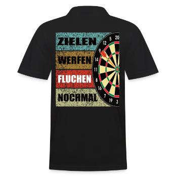 Zielen Werfen Fluchen Nochmal Dart Darts - Männer Poloshirt - Schwarz - Hinten - Kai (181cm)