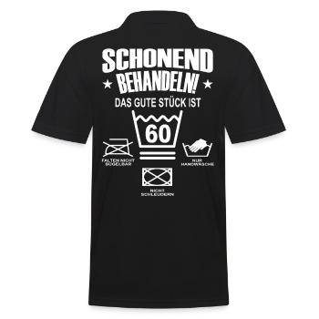 Schonend Behandeln Geschenk zum 60. Geburtstag - Männer Poloshirt - Schwarz - Hinten - Kai (181cm)