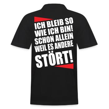 Ich bleib so wie ich bin Lustiger Spruch - Männer Poloshirt - Schwarz - Hinten - Kai (181cm)