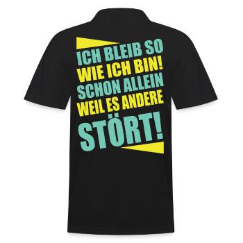 Ich bleib so wie ich bin Lustiger Spruch - Männer Poloshirt - Schwarz - Hinten - Kai (181cm)