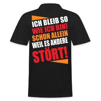 Ich bleib so wie ich bin Lustiger Spruch - Männer Poloshirt - Schwarz - Hinten - Kai (181cm)