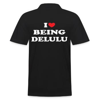 I love being delulu trending designs - Männer Poloshirt - Schwarz - Hinten - Kai (181cm)