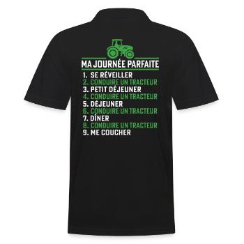 Ma journée parfaite conduire un tracteur - Polo Homme - noir - Dos - Kai (181cm)