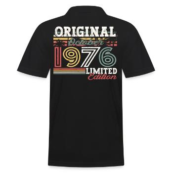 Original October 1976 46th Birthday Gift Cool - Men's Polo Shirt - black - Back - Kai (181cm)