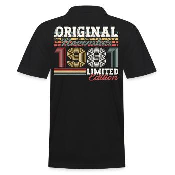 Original November 1981 41st birthday gift - Men's Polo Shirt - black - Back - Kai (181cm)