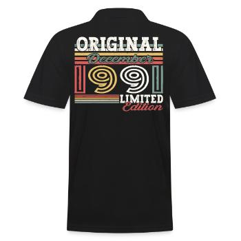 Décembre Né 1991 Cadeau de 31e anniversaire - Polo Homme - noir - Dos - Kai (181cm)