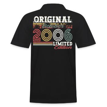 Original October 2006 16th Birthday Gift Cool - Men's Polo Shirt - black - Back - Kai (181cm)
