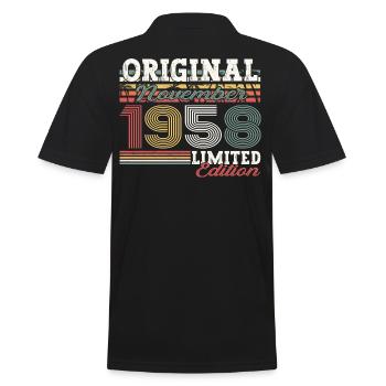 Original November 1958 64th birthday gift - Men's Polo Shirt - black - Back - Kai (181cm)