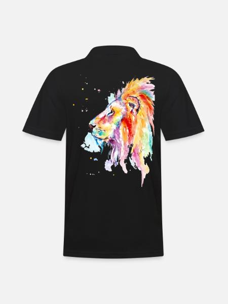 Farverig akvarel løve - Herre poloshirt - sort