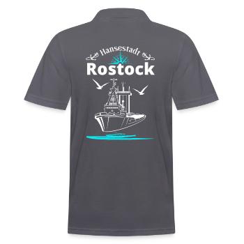 Rostock Hansestadt Anker Schiff & Möwen - Männer Poloshirt - Anthrazit - Hinten - Nico (186cm)