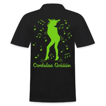 Cordula tanzen Party Kostüm Grün Mallorca Karneval - Männer Poloshirt - Schwarz - Hinten - Kai (181cm)