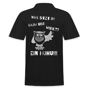 Was sitzt im Baum und winkt? - Männer Poloshirt - Schwarz - Hinten - Kai (181cm)