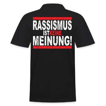 Gegen Rassismus gegen Nazis pro Ausländer - Männer Poloshirt - Schwarz - Hinten - Kai (181cm)