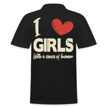 Ich liebe Mädchen - Männer Poloshirt - Schwarz - Hinten - Kai (181cm)