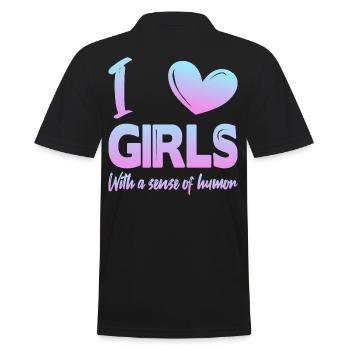 Ich liebe Mädchen - Männer Poloshirt - Schwarz - Hinten - Kai (181cm)