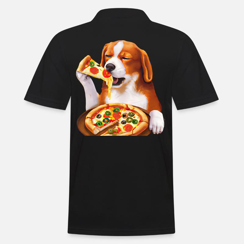 Pizza-liebender Beagle - Männer Poloshirt - Schwarz