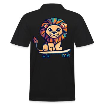 Cubist lion on skateboard - Men's Polo Shirt - black - Back - Kai (181cm)