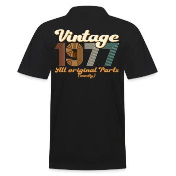 Original vintage 1977 45th birthday gift - Men's Polo Shirt - black - Back - Kai (181cm)