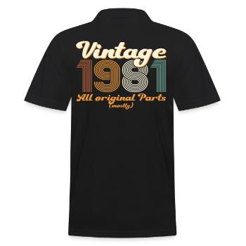 Original vintage 1981 41st birthday gift - Men's Polo Shirt - black - Back - Kai (181cm)